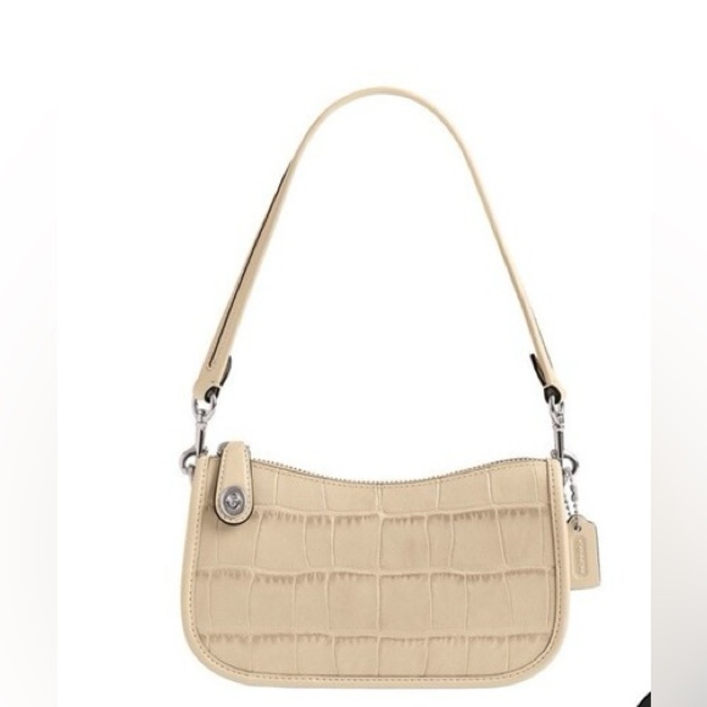 Coach Swinger 20 LH/Ivory Embossed Croc Leather Shoulder Bag